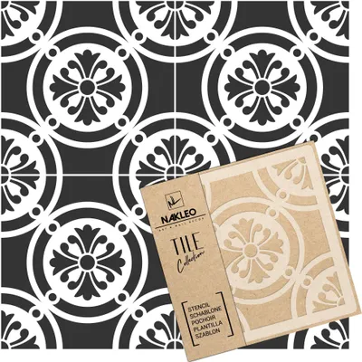 Produktbild von Tile Fliesen Schablone zum Malen 33x33 cm, Lagoa Spanische Maurische Blume Marokkanisch, Kunststoff Wiederverwendbare Bodenschablone DIY