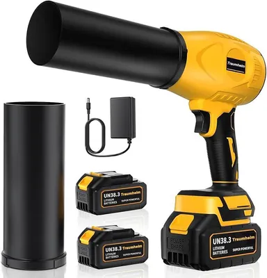 Produktbild von Akku Laubbläser mit 2x 3000mAh Akku und Ladegerät, 650W Bürstenloser Motor Leichtes Handgerät für Auto, Terrasse, Garten und Staubentfernung