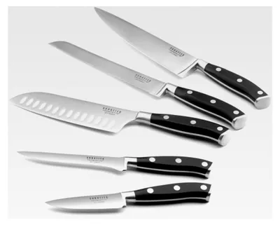 Produktbild von Küchenmesser Set 5-teilig | Allzweckmesser, Ausbeinmesser, Santokumesser, Brotmesser, Kochmesser | 5Cr15MoV Edelstahl | rostfrei, poliert und spülmaschinenfest
