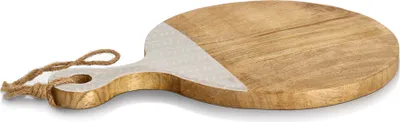 Produktbild von ZELLER 25693 Schneide-/ Servierbrett BEIGE mit Griff, Mangoholz, ca. 43 x 30 x 2 cm