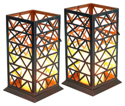 Produktbild von 2x LED Solarleuchte, Feuereffekt, rost-grün, H 27 cm