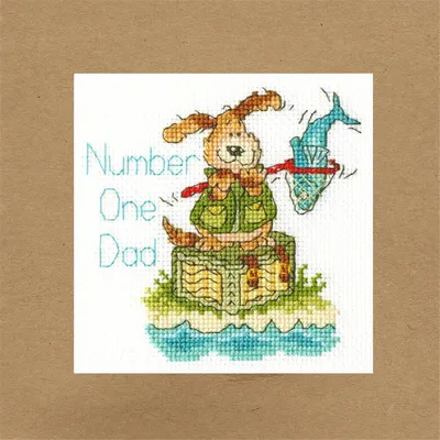 Produktbild von Bothy Threads Wenskaart kruissteek set "Papa is nummer één", 10x10cm, xgc24, telpatroon