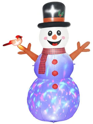 Produktbild von Outsunny Weihnachtsdeko 2,4 m Schneemann mit LED-Beleuchtung, Gartendeko