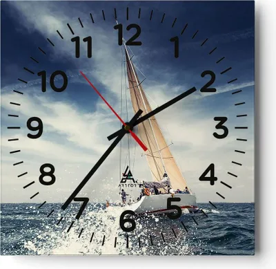 Produktbild von Wanduhr - Quadrat - Glasuhr - Segeln Yacht Reise - 40x40cm - Schleichendes Uhrwerk - Lautlos - zum Aufhängen bereit - Dekoration Modern - Wanddekoration aus Glas - C4AC40x40-2797