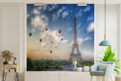 Produktbild von Fotobehang Eiffelturm mit Ballons über Paris - Breite 260 cm x Höhe 260 cm