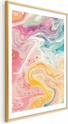 Produktbild von Posterpapier Poster - Colorful Chaos - dynamic shapes in shades of pink, yellow, and blue 21x30 cm Muster a-H-10043-ao-a