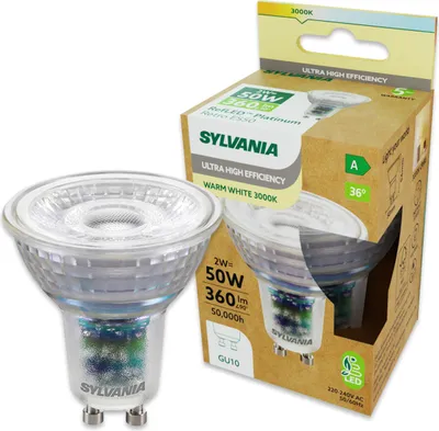 Produktbild von SYLVANIA GU10 LED Warmweiß 3000K | Dimmbar | B-Energieklasse | Ersatz für 50W | GU10 Lampe