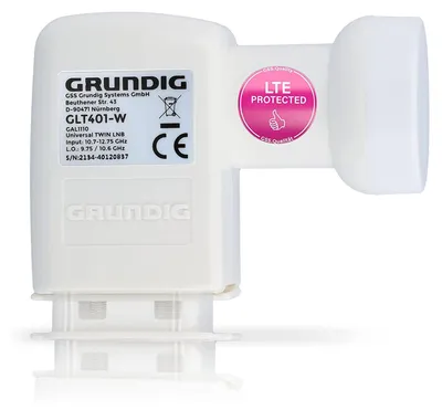 Produktbild von GSS Twin LNB Weiss für digital Satellitenschüssel mit LTE Filter - für 2 Teilnehmer, TV - 2fach, 2-Fach, Full HD, 4K, HDTV, 0.1dB, Sat, Wetterschutz, extrem kälte & hitzebeständig