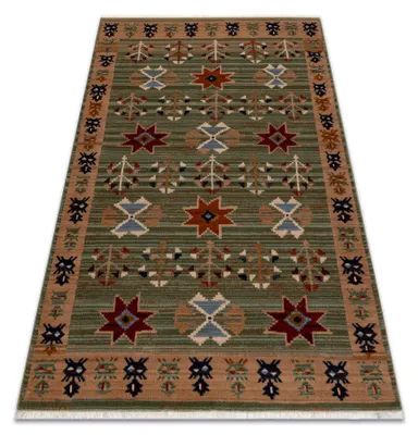 Produktbild von Teppich Wolle KESHAN Franse, ethnisch, orientalisch 6902/53533 grün / terrakotta Grün 80x145 cm