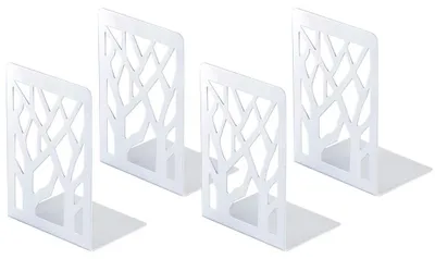Image de Supports de livres en métal, lot de 4, couleur blanche, pour étagères à livres