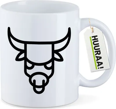 Produktbild von Huuraa Kaffeetasse Stier Sternzeichen Symbol 330ml Weiß Keramik Kaffeebecher Geschenkidee