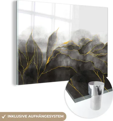 Produktbild von MuchoWow Glasbilder - Bilder auf Wandbild - Foto auf Glas Marmor - Schwarz - Gold - Luxus - Marmoroptik 30x20 cm Wanddekoration aus Glas - Acrylglasbild - Acrylbilder - Bilder auf glas wandbild