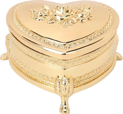 Produktbild von Metall Herzform Schmuckschachtel Zinklegungslegierung Vintage Schmuck Goldener Organizer für Ringe Ohrringe