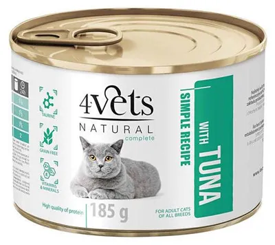 Zdjęcie produktu dla 4Vets Natural Mokra karma dla kota z tuńczykiem 185 g