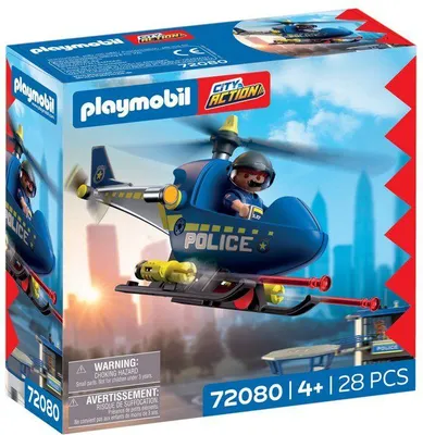 Produktbild von PLAYMOBIL Polizei Hubschrauber 72080, Spielzeug für Luftverfolgungs-, Rettungs- und Überwachungsmissionen