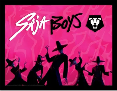 Immagine prodotto di Cacciatori di demoni K-Pop - Poster con cornice "Idol", Saja Boys PM12482 (30 cm x 40 cm) (rosa/nero/bianco)