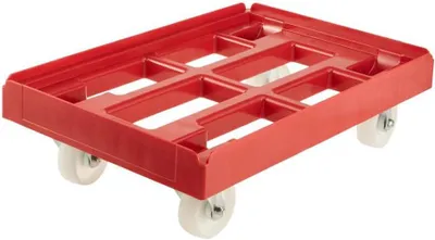 Productafbeelding van Transportwagen met zwenkwielen voor dozen en mandjes, draagvermogen 300 kg, 61 x 41 x 19 cm, rood
