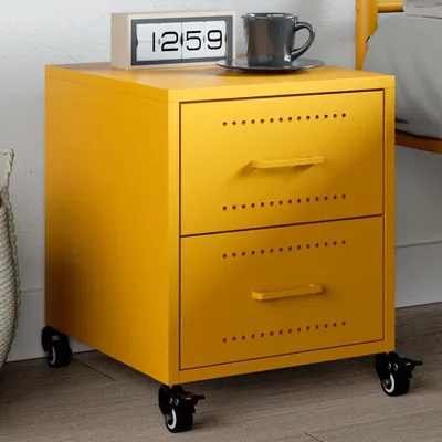 Obrázok produktu pre vidaXL Nočný stolík horčicovo žltý 36x39x43,5 cm oceľ