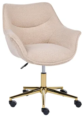 Produktbild von BELIANI Bürostuhl Beige Bouclé Drehbar Höhenverstellbar mit Armlehnen Rollen Modernes Design für Homeoffice Bürostuhl