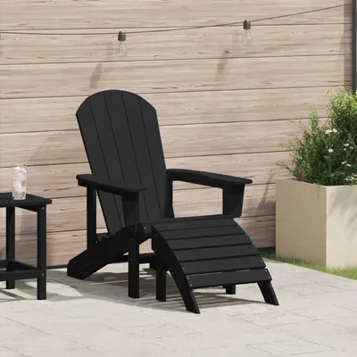 Produktbild von Desgin Adirondack-Stuhl mit Fußstütze Schwarz HDPE - Gartenstühle 42006631