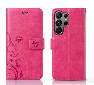 Produktbild von Handy Tasche für Samsung Galaxy S26 Ultra Schutz Hülle Handyhülle mit Blumenmuster Klapp Hülle mit Standfunktion und Kartenfächer Farbe: Pink