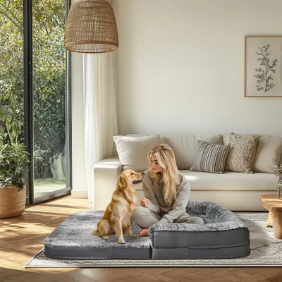 Image de WISFOR Lit pour chien extra grand, Coussin pour chien pliable Lit pour animal Lit pour chien, lavable & antidérapant, 180 x 95 x 28 cm