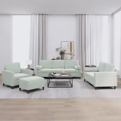 Zdjęcie produktu dla vidaXL 4-częściowa sofa z poduszkami jasnoszary aksamit