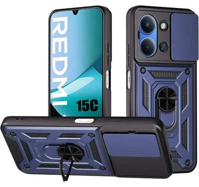 Image de Coque pour Xiaomi Redmi 15C 4G/5G, Protection Antichoc avec Cache Caméra Anti-Rayures Rigide - Bleu Marine
