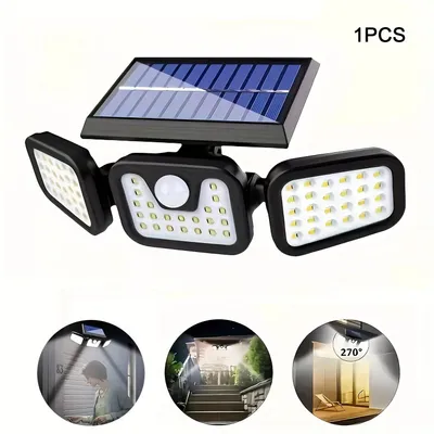Produktbild von Solarleuchten Außen mit Bewegungsmelder, 74 LED Solar Strahler Außen, 360° Drehbar, 3 Modi Wandleuchte, 2400mAh Solar Außenleuchte, LED Solarlampen