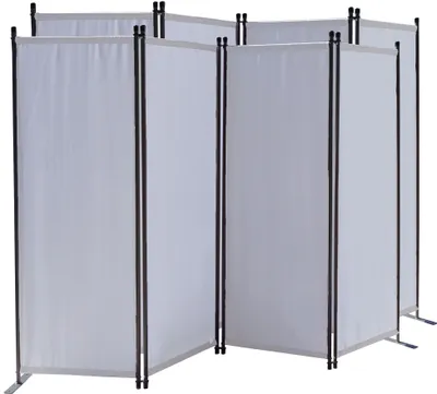 Produktbild von 2 Stück Paravent 4 Teilig 165 x 220 cm Weiß - Garten & Balkon Sichtschutz Stellwand Innen & Außen - Raumteiler Trennwand Faltbar Blickdicht & Wetterfest