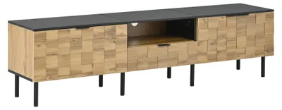 Obrázek produktu pro TV stolek s dekorativním povrchem imitujícím dřevo, design s geometrickým vzorem, 2 dvířka, 1 zásuvka, šířka 170 cm