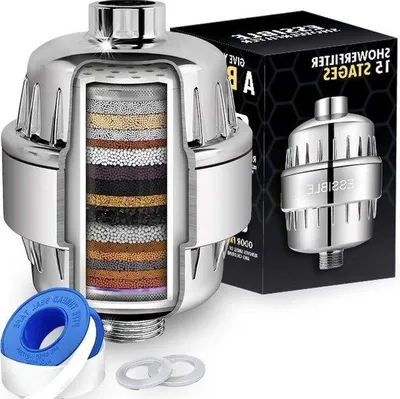 Immagine prodotto di Filtro per l'acqua a 15 stadi per soffione doccia - Filtro per soffione doccia - Filtro per rubinetto con funzione di filtraggio dell'acqua