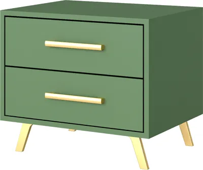 Produktbild von Albello Nachttisch Blame Nachtschrank Kabinett Nachttisch für das Schlafzimmer Schlafzimmerschrank Flaschengrün Grün goldene Beschläge 54x41x48