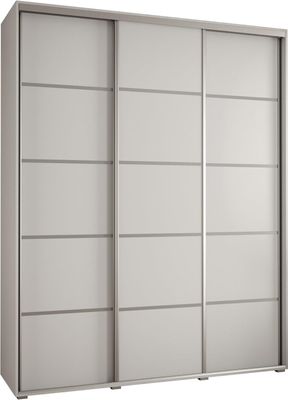MEBLE KRYSPOL Cannes 4 Schrank mit 3 Schiebetüren - 205,2x200x45 cm - Weiß Weiß Silber