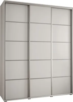 Produktbild von MEBLE KRYSPOL Cannes 4 Schrank mit 3 Schiebetüren - 205,2x200x45 cm - Weiß Weiß Silber