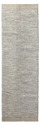 Produktbild von MY-RUG Teppich Roshni, Wollteppich Läufer, handgewebt 250x80 cm, grau, Uni Farben, meliert, Wolle, Schlafzimmer, Flur