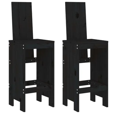 Image de vidaXL Tabouret de bar 2 pcs. noir 40x42x120 cm pin massif