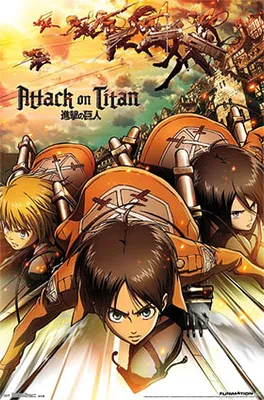 Zdjęcie produktu dla GB eye Attack, Kreskówka, 1 szt., ATTACK ON TITAN, Prostokąt, Chłopak, dziewczyna, 61 x 91,5 cm