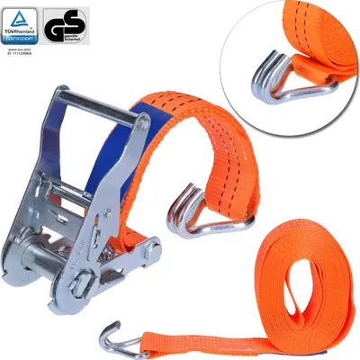 Produktbild von 6 Meter Spanngurt, Zurrgurt zur Ladungssicherung 2- teilig 38mm Gurtbreite, 2T (2000 Kg) mit Spitzhaken