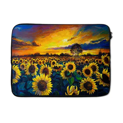 Produktbild von MuchoWow® Laptop Hülle 13 Zoll Gemälde - Ölfarbe - Blumen - Sonnenblume Laptoptasche - Laptophülle - Sleeve - Rundumschutz