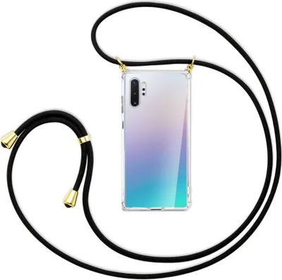 Produktbild von Handykette Backcover-Schutzhülle mit Band (Metall goldfarben) für Samsung Galaxy Note 10 Plus - schwarz