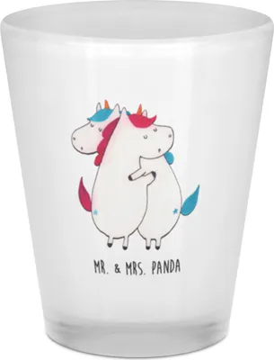 Produktbild von Mr. & Mrs. Panda Schnapsglas Einhörner Umarmen - Transparent - Geschenk, Liebe, Unicorn, Familie, Einhorn, Schwester, Kleines, Pinnchen, Likörglas, Gläschen, Shot Glas