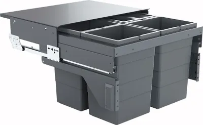 Produktbild von Hailo Einbaumülleimer Küche Schrank 60cm Frontauszug selbstschließend