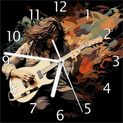 Produktbild von Wallario Design Wanduhr Gitarrensolo aus Echtglas, Größe 20 x 20 cm