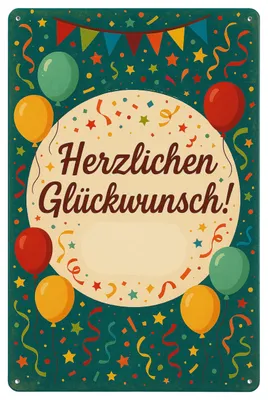 Produktbild von Blechschild AstraDesign 20x30 cm „Herzlichen Glückwunsch“ – Metallschild Wanddeko, Schild, Geschenkidee