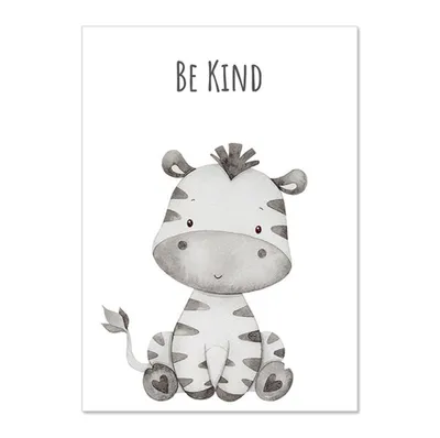 Produktbild von TPFLiving Kunstdruck LW-1303 (OHNE RAHMEN) Poster - Leinwand - Wandbild - Hochauflösender Giclée-Druck, langlebig und hochwertig - Bunte Tiere, Giraffe, Löwe, Zebra, Elefant, Nashorn, Nilpferd -  - Größe: 20x25cm