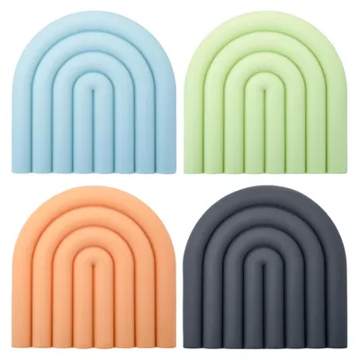 Obrázek produktu pro Podložky pod hrnce, silikon, odolné vůči teplu, duhový design, 4 kusy, 15 cm