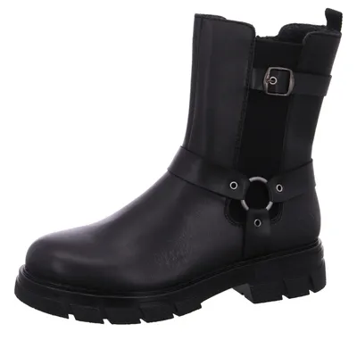 Produktbild von Rieker Damen Chelsea Boot Stiefelette Schnalle Riemen Bikerboots Z9177, Größe:40 EU, Farbe:Schwarz