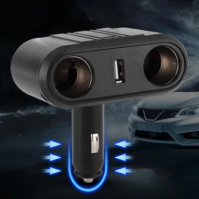 Zdjęcie produktu dla Uniwersalna samochodowa 2-drożna ładowarka do gniazda zapalniczki ze złączem USB do szybkiego ładowania 12-24 V