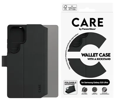 Obrázok produktu pre PanzerGlass CARE™ by ® Wallet Case w. Kickstand Samsung Galaxy S25 Ultra, Ochranný obal, Samsung, Samsung - Galaxy S25 Ultra, Čierna